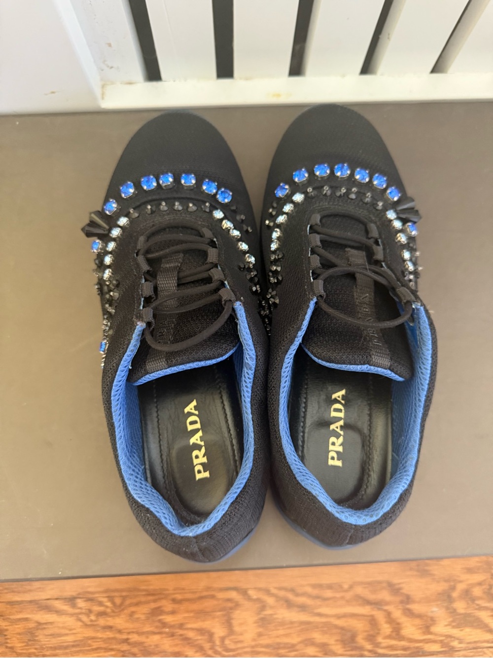 Prada Women's Crystal Embellished Sneakers size 38 1/2